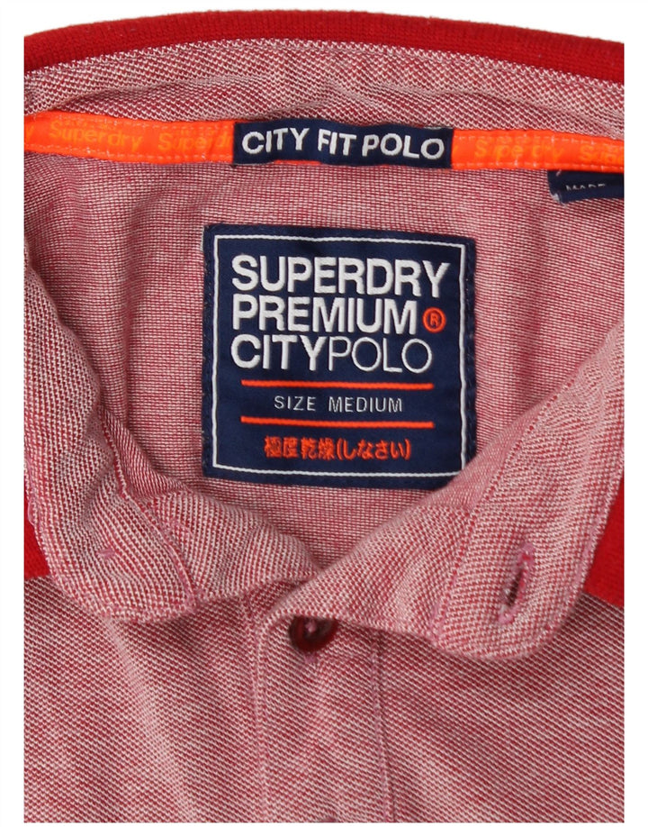 Camisa polo masculina SUPERDRY City Fit de algodão manchado vermelho médio
