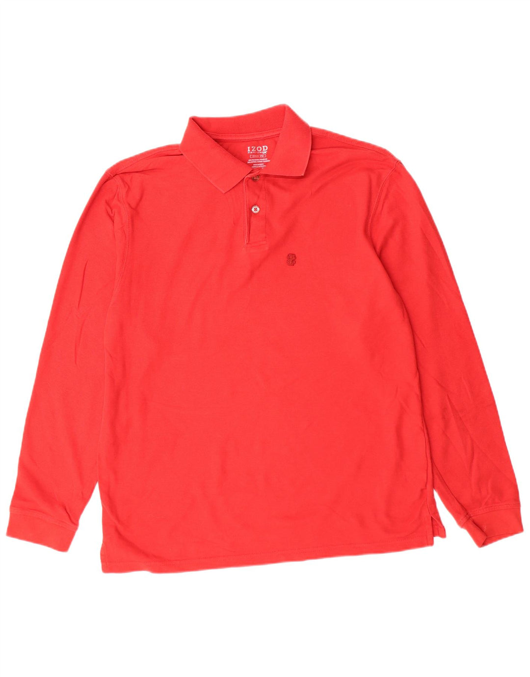 Camisa polo masculina de manga comprida Izod poliéster vermelho médio