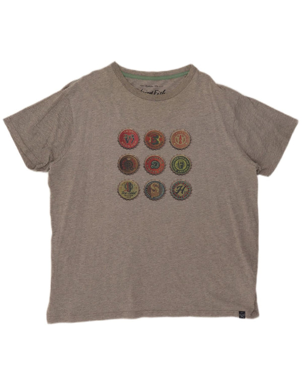 Camiseta gráfica masculina Weird Fish Top 4XL algodão manchado cinza