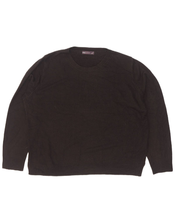 Suéter feminino Marks & Spencer com gola redonda UK 22 2XL preto acrílico