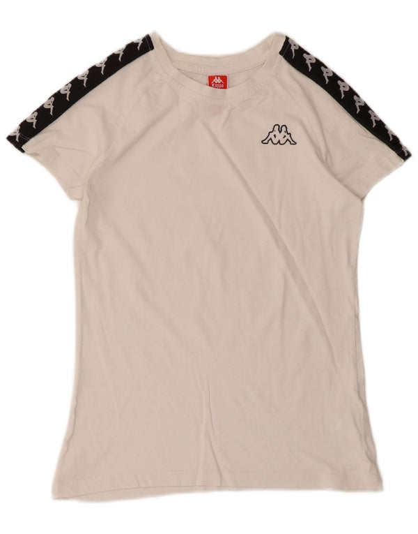 Camiseta feminina Kappa com estampa gráfica UK 12 algodão colorblock branco médio