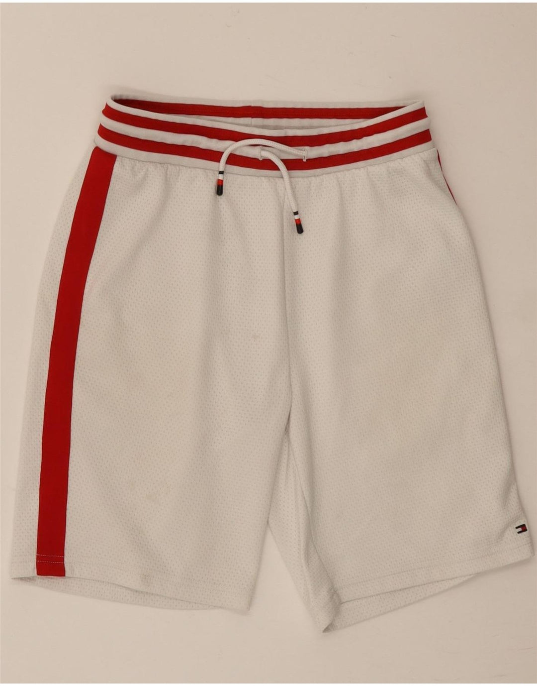Shorts esportivos masculinos Tommy Hilfiger 11-12 anos branco colorblock poliéster