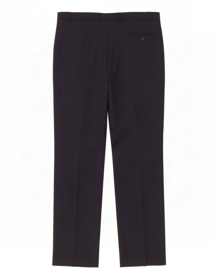 Calça masculina de ajuste regular Marks & Spencer W38 L33 azul marinho poliéster