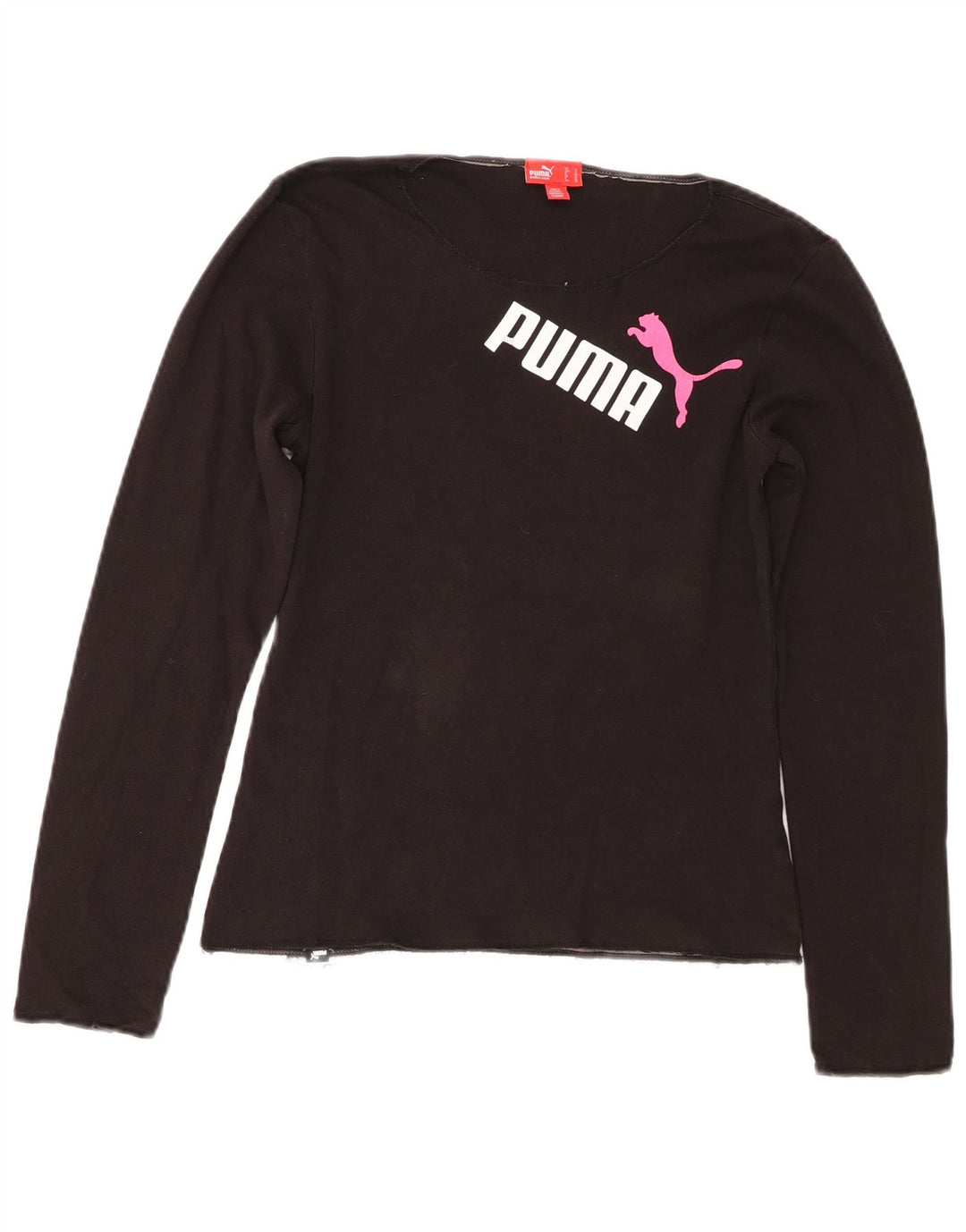 Puma Mulher Graphic Top Manga Longa UK 10 Pequeno Preto