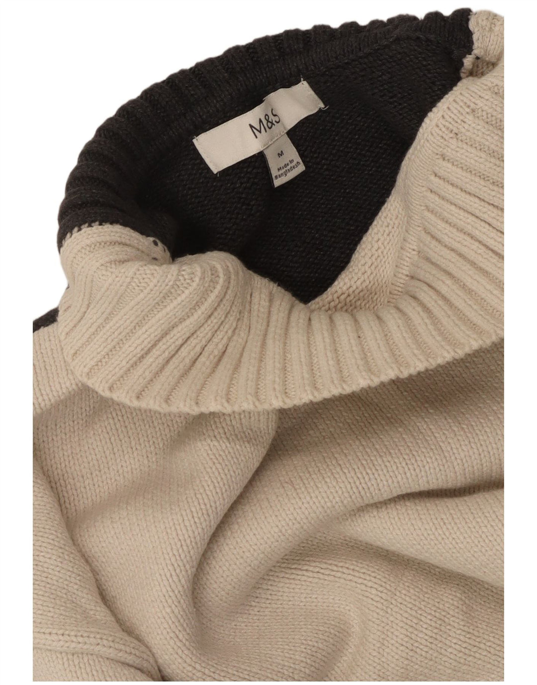 Suéter feminino MARKS & SPENCER com gola tartaruga Reino Unido 14 médio branco