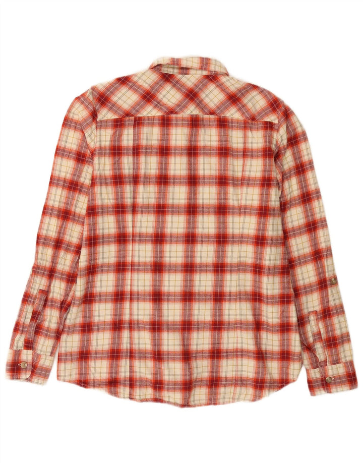 Camisa feminina de flanela Eddie Bauer Reino Unido 14 algodão xadrez vermelho médio
