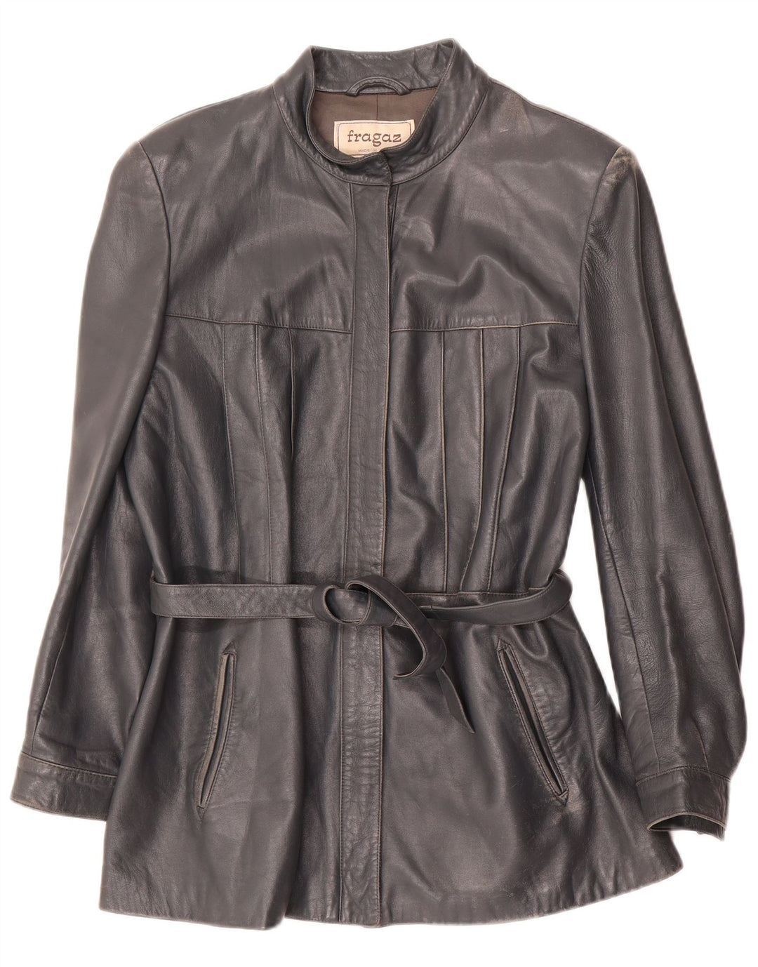 Jaqueta de couro feminina vintage IT 48 XL couro cinza