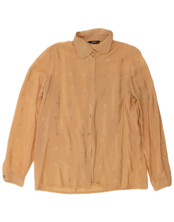 Blusa feminina Barth com estampa abstrata de manga comprida IT 42 médio bege
