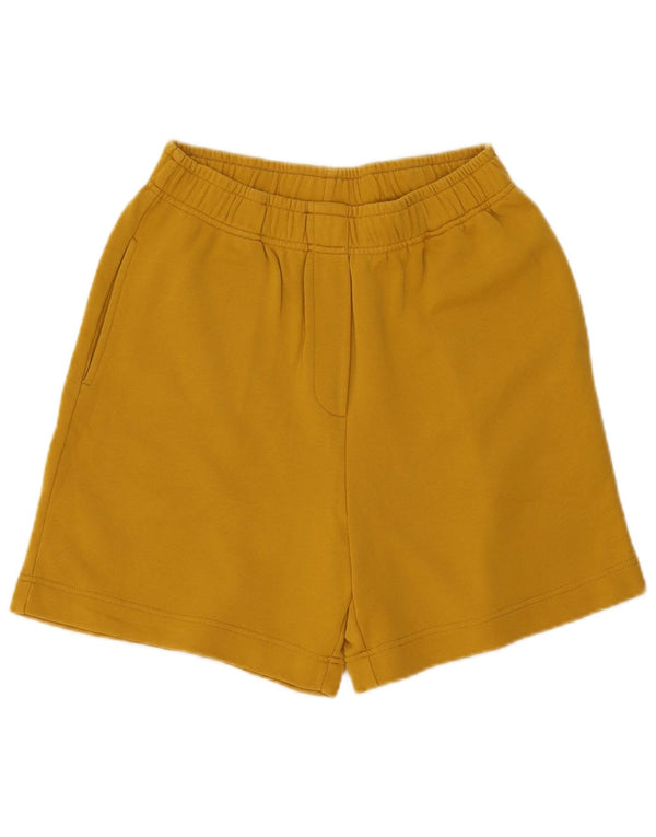 Shorts esportivos femininos Stefanel UK 8 pequeno algodão amarelo