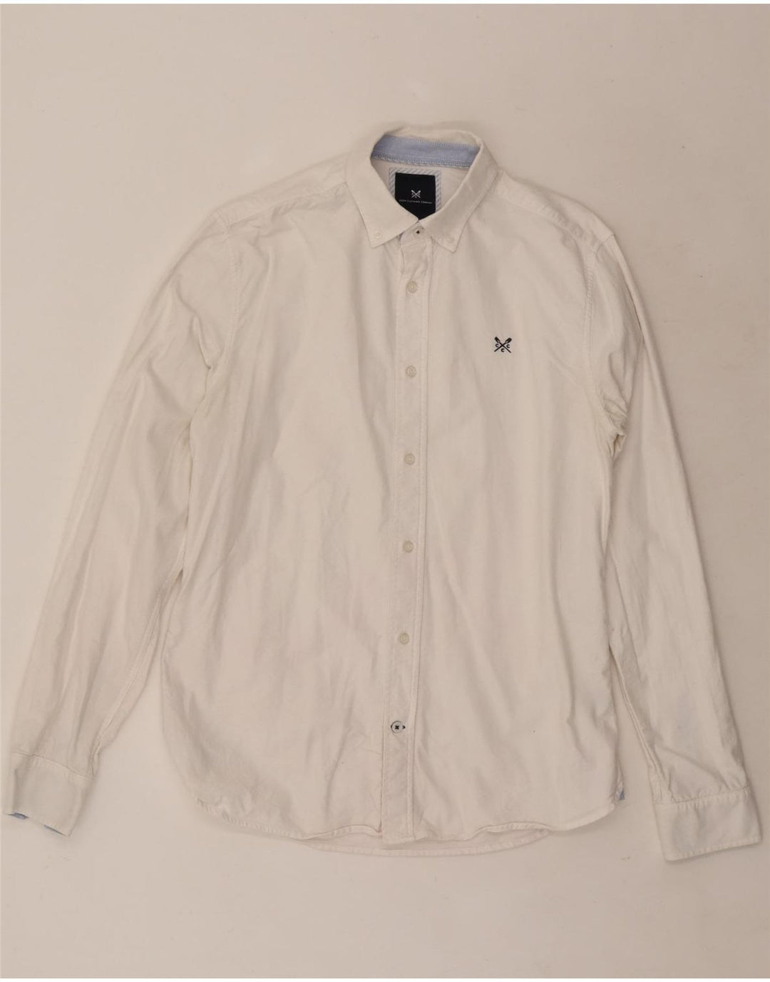 Crew Clothing Mens Slim Fit Camisa Pequena Algodão Branco