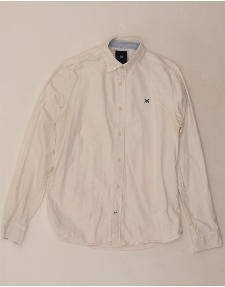 Crew Clothing Mens Slim Fit Camisa Pequena Algodão Branco
