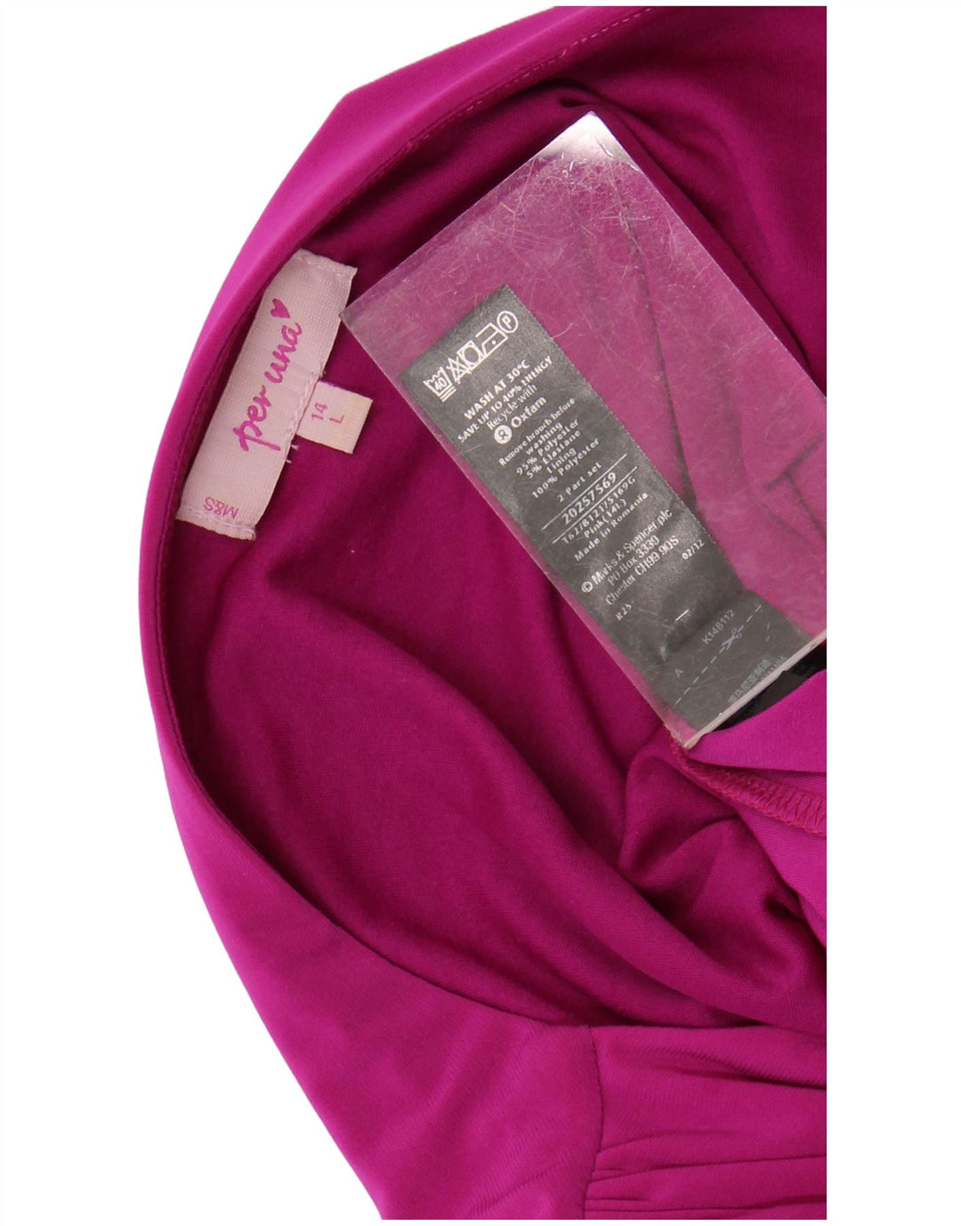 Vestido feminino PER UNA manga 3/4 com bainha UK 14 grande rosa poliéster