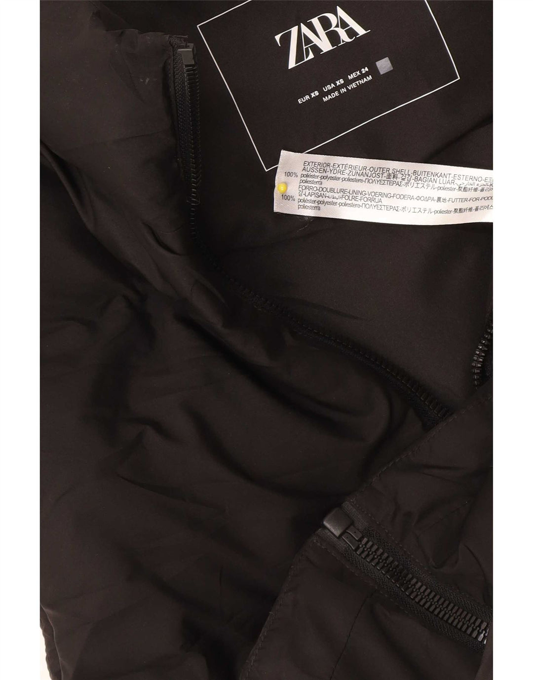 Zara Womens Oversized acolchoado Gilet UK 6 XS poliéster preto