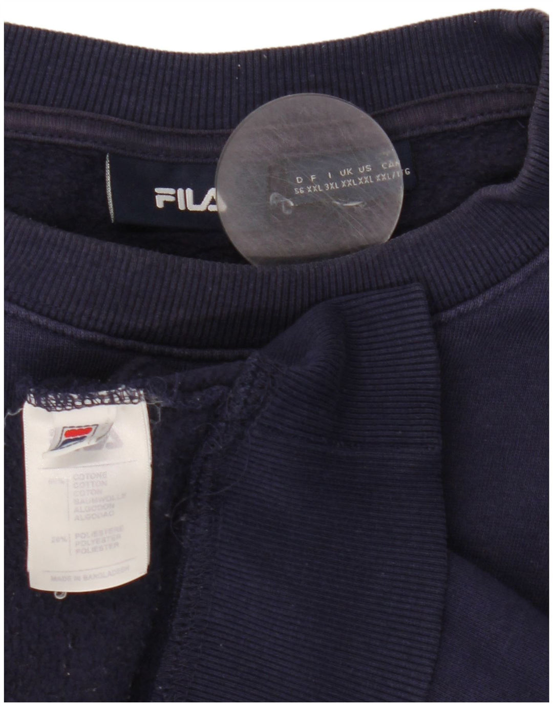 Fila moletom gráfico masculino jumper 2XL algodão azul marinho