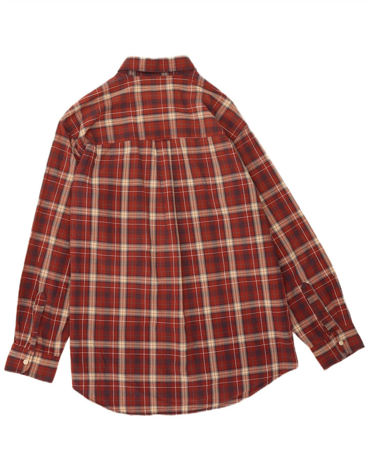 Camisa masculina Grant Fit CHAPS grande algodão xadrez Borgonha