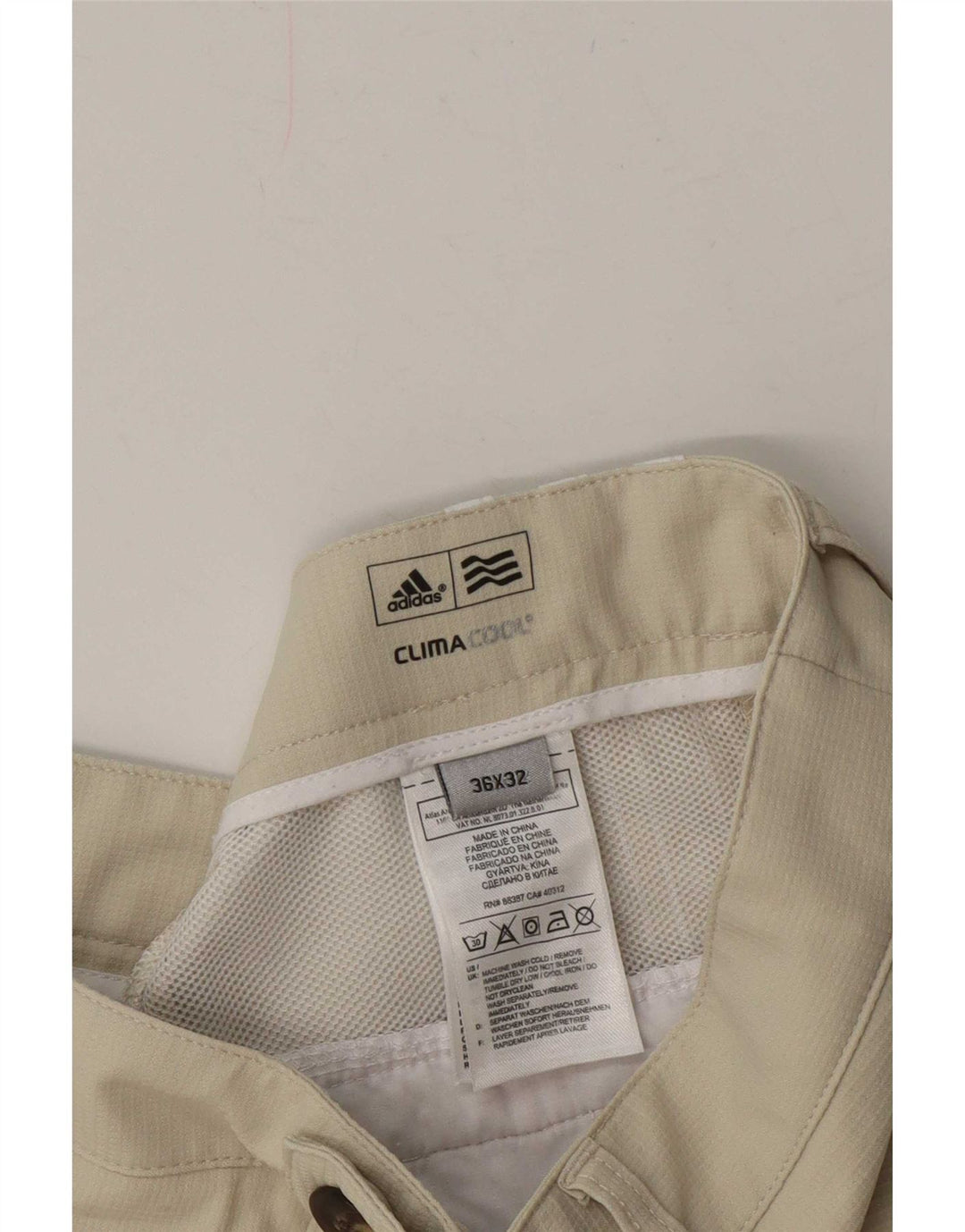 Adidas Mens Climacool Straight Chino Calças W36 L32 Poliéster Bege