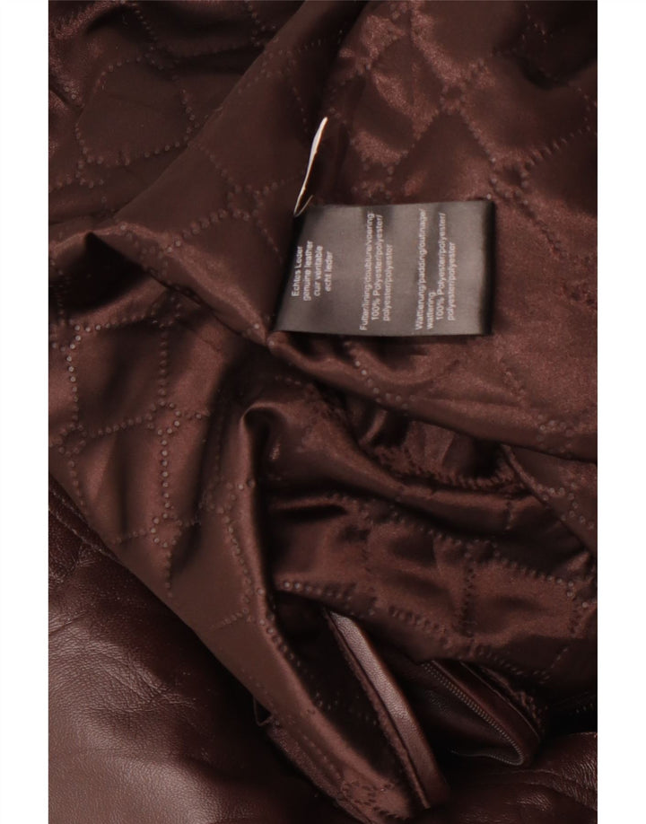 Casaco de couro feminino vintage UK 20 2XL couro marrom
