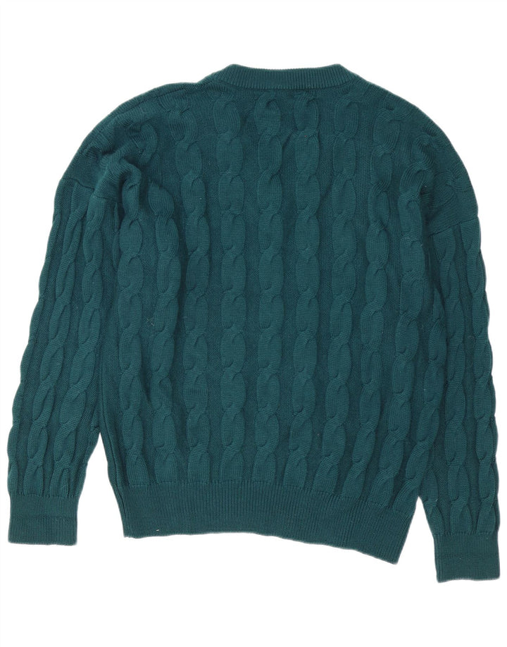 Suéter masculino Fila com decote em V IT 52 grande lã virgem verde
