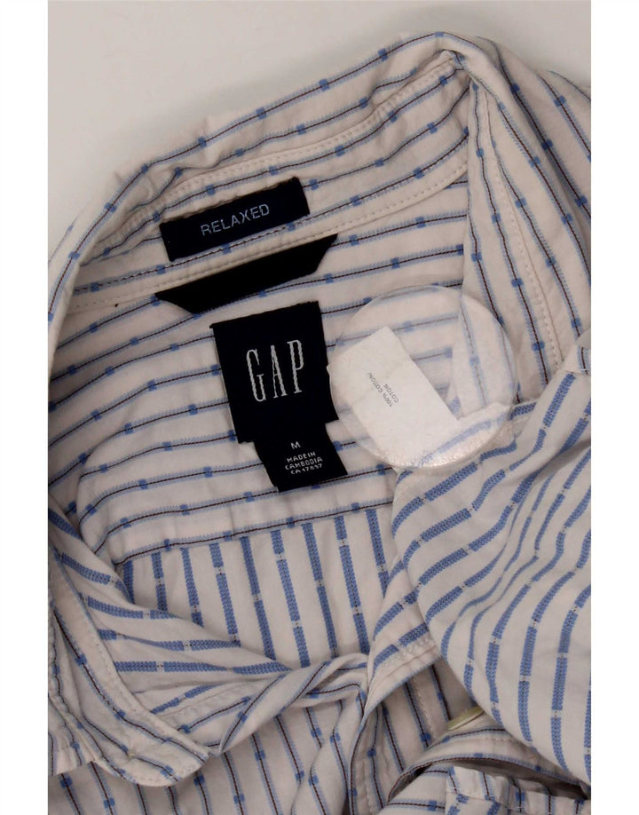 Camisa masculina de manga curta e ajuste relaxado da Gap, algodão listrado branco médio