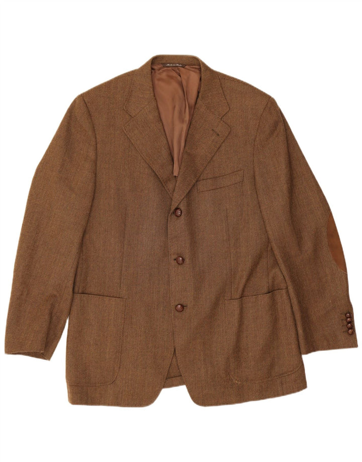 Jaqueta Blazer Masculina Canali com 3 Botões IT 54 2XL Lã Virgem Marrom