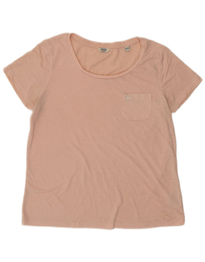 Camiseta feminina Jack Wills UK 12 poliéster rosa médio