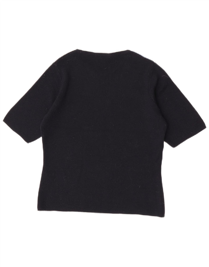 Suéter feminino Marks & Spencer com gola canoa Reino Unido 14 médio preto