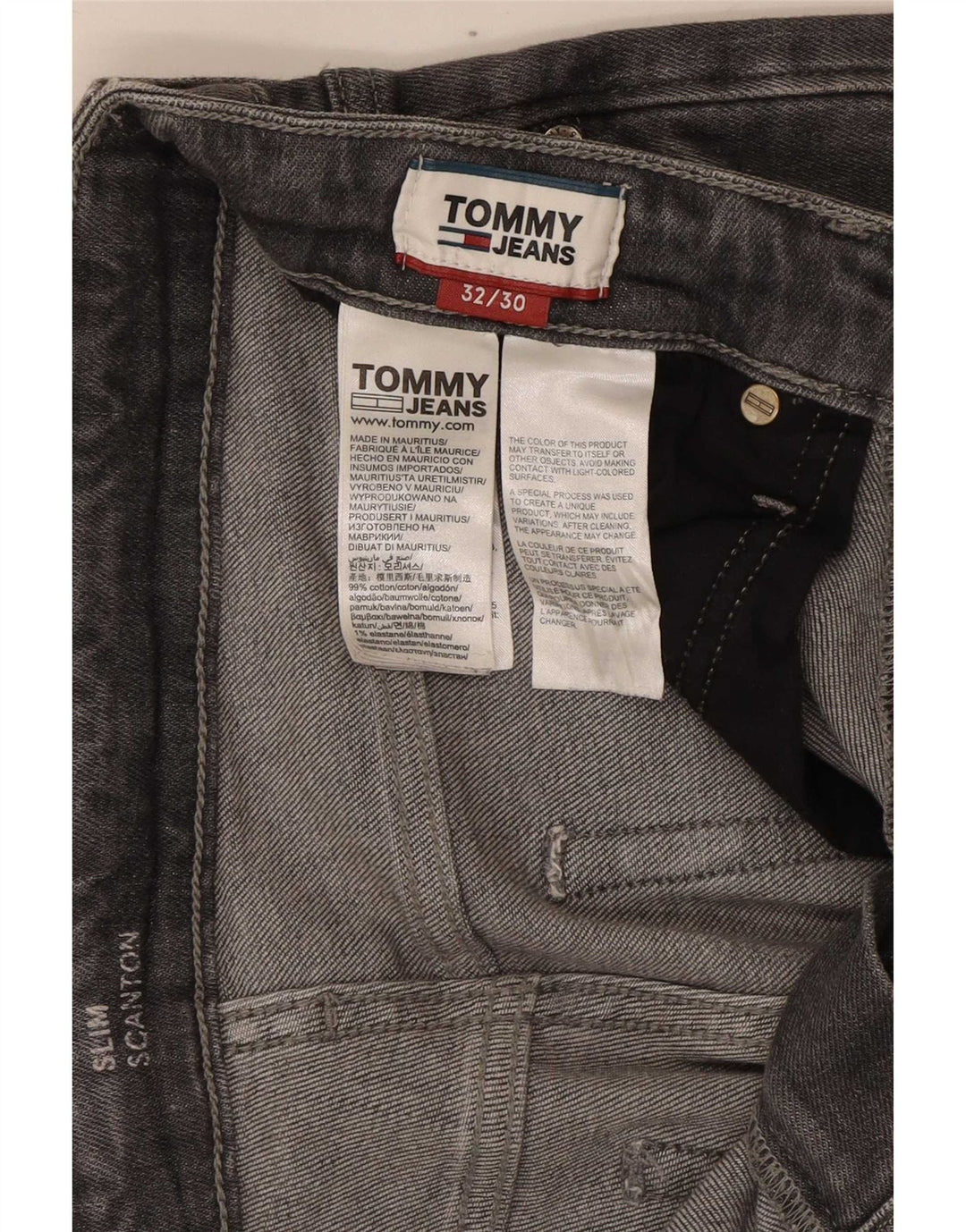 Tommy Hilfiger Masculino Scanton Slim Jeans W32 L30 Cinza Algodão