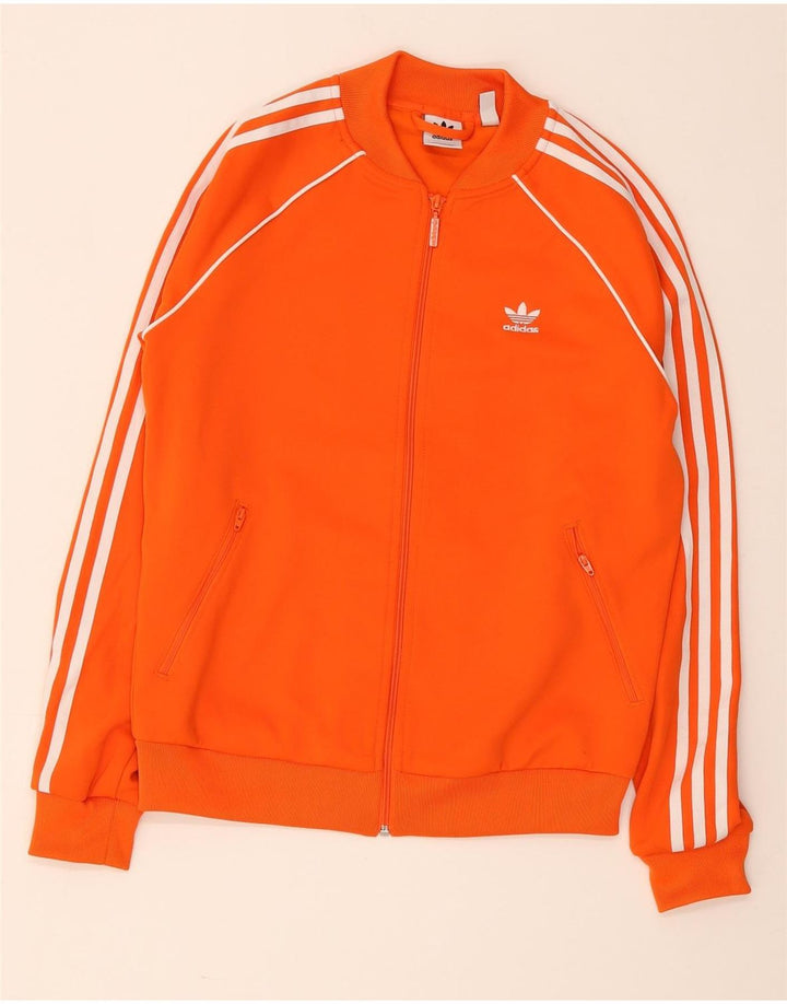 Adidas Womens Tracksuit Top Jacket UK 10 Pequeno Laranja Poliéster