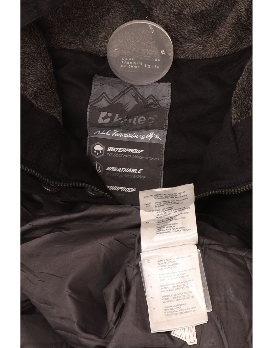 Casaco corta-vento feminino com capuz Killtec UK 16 grande poliéster preto