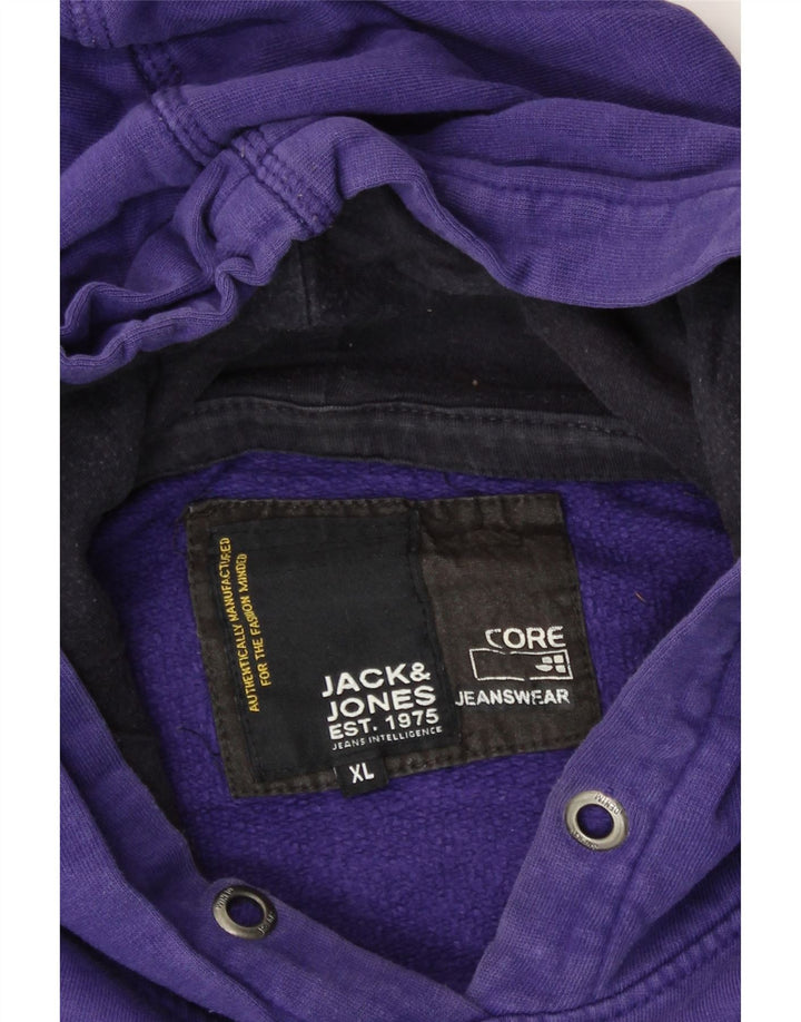 JACK & JONES Mens Graphic Hoodie Jumper XL Purple Cotton Vintage Jack & Jones and Second-Hand Jack & Jones from Messina Hembry 
