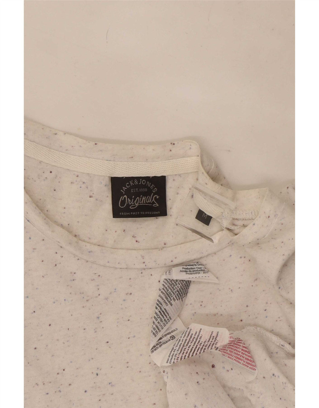 Camiseta masculina Jack & Jones de algodão manchado branco médio