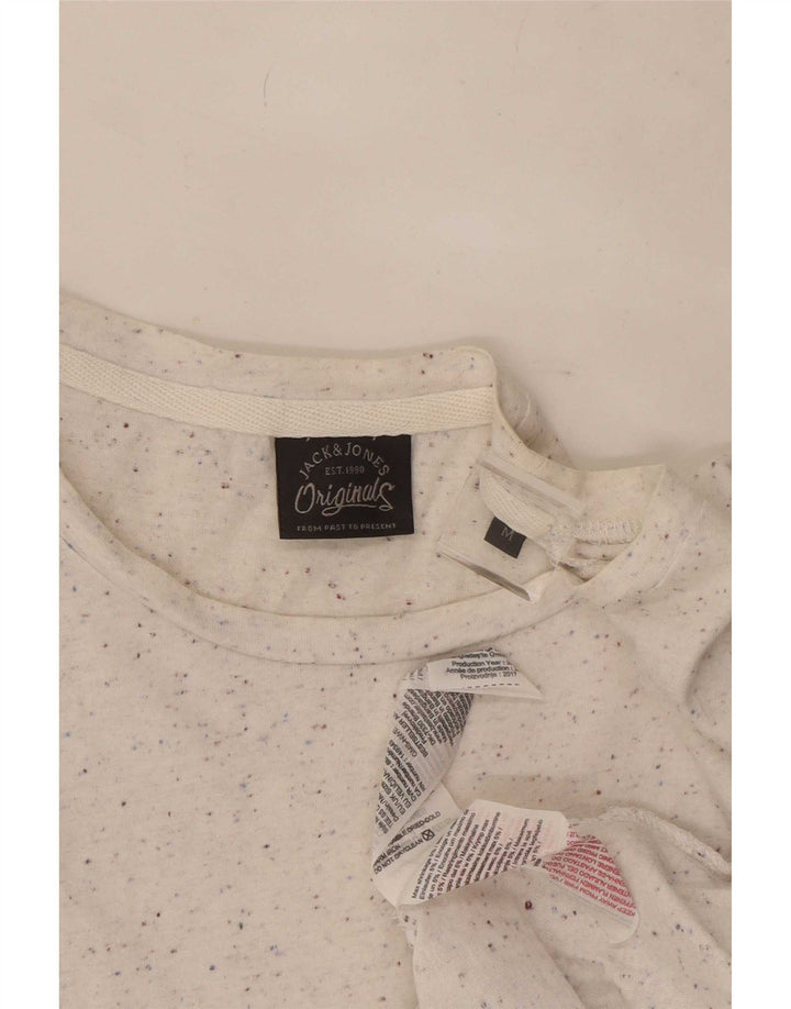 Camiseta masculina Jack & Jones de algodão manchado branco médio