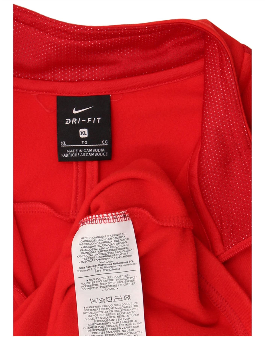 Nike Mens Dri Fit Zip Neck Pullover Treino Top XL Poliéster Vermelho