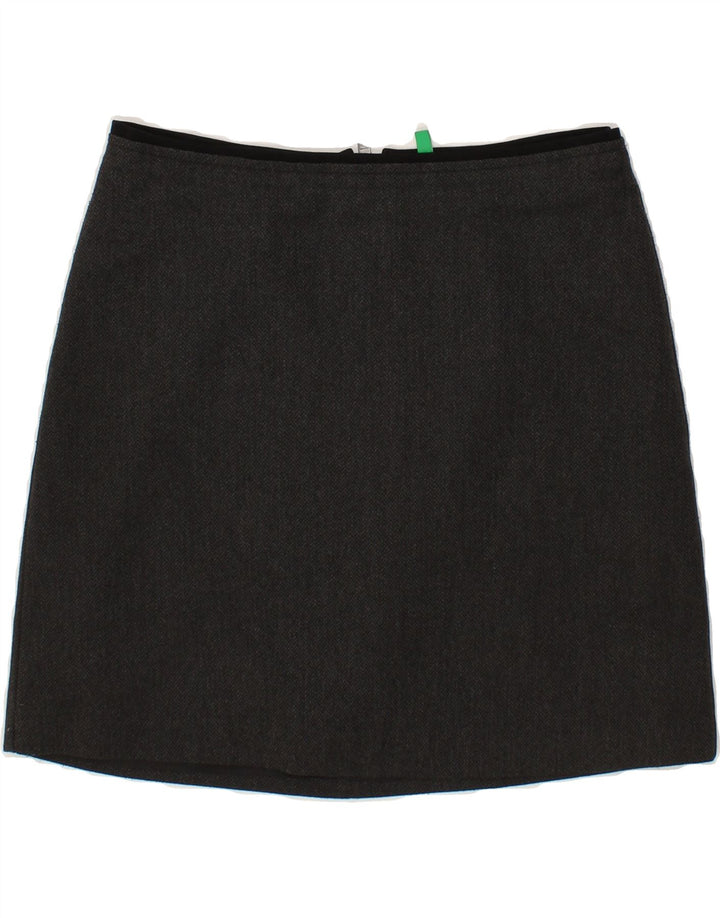 BENETTON Womens A-Line Skirt W30 Medium Grey Herringbone Vintage Benetton and Second-Hand Benetton from Messina Hembry 