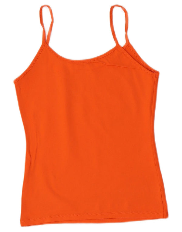 Zara Womens Cami Top UK 12 Médio Laranja Poliamida