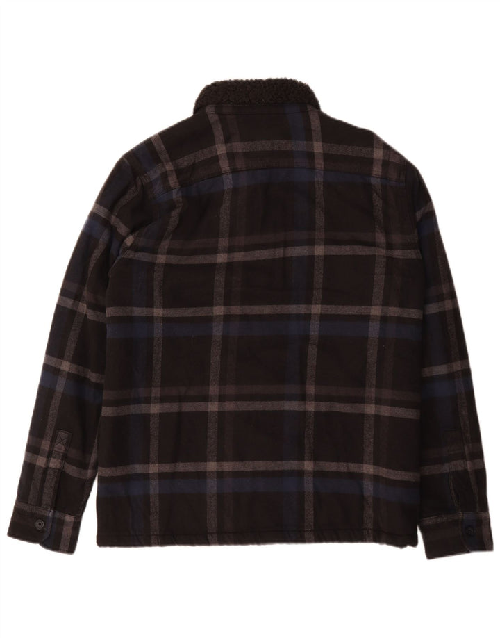 Jaqueta masculina Sherpa Hollister Reino Unido 36 pequeno algodão xadrez preto