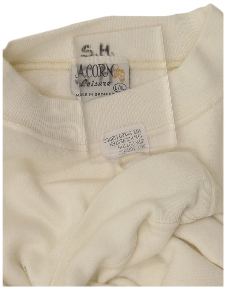 Suéter feminino ACORN com gola redonda Reino Unido 16 grande acrílico branco