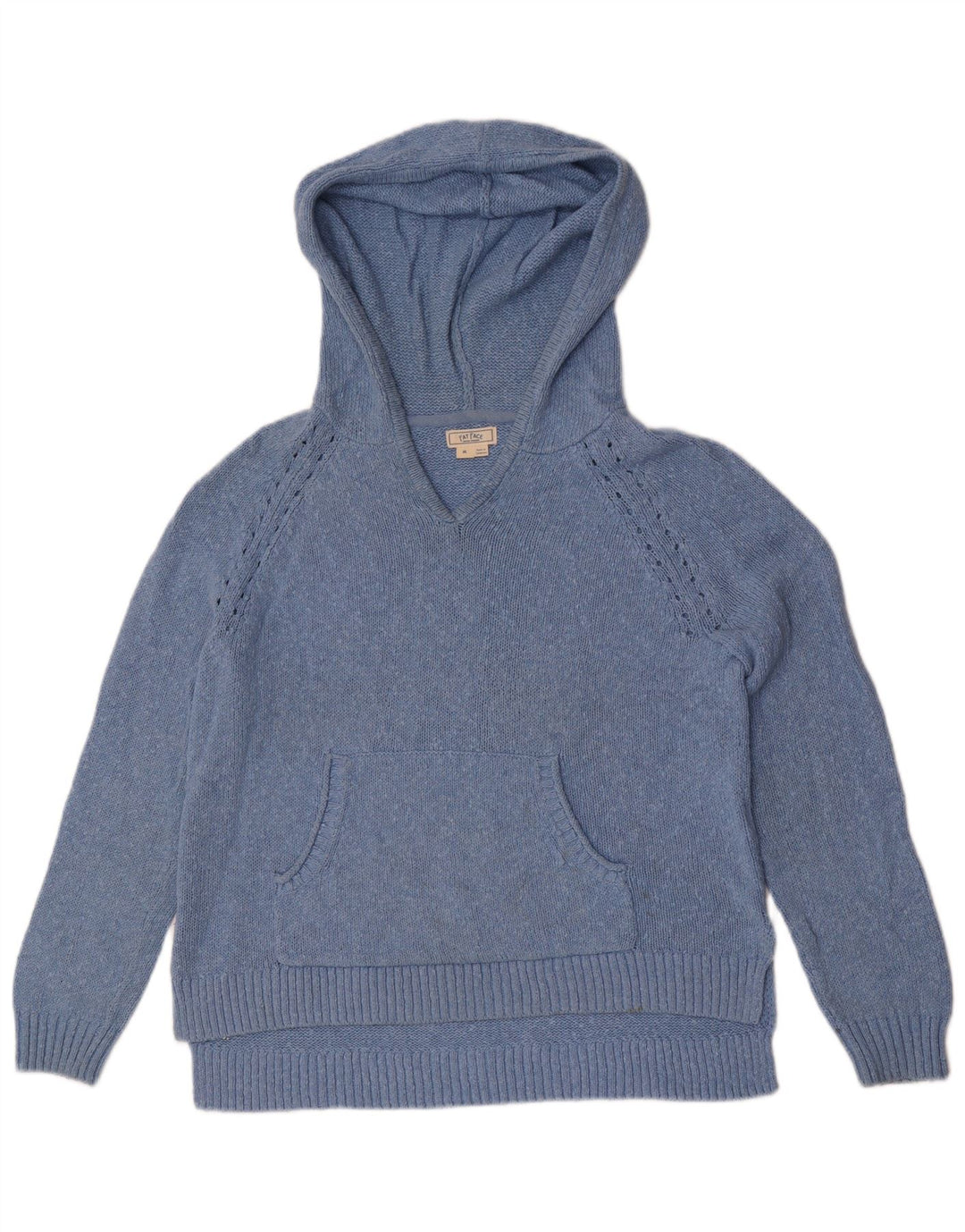 Suéter feminino com capuz Fat Face UK 14 algodão azul médio