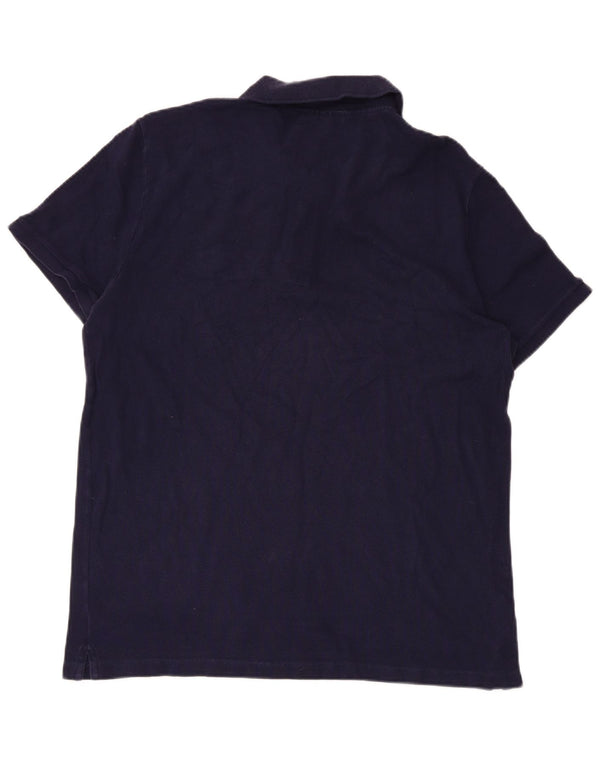 Camisa polo masculina LACOSTE Slim Fit tamanho 6 XL azul marinho algodão