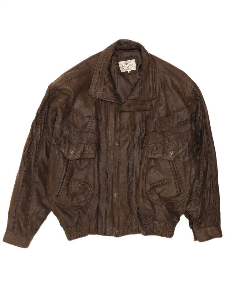 Jaqueta de couro masculina vintage UK 42 XL couro marrom