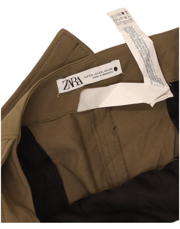 Zara Calça Capri Feminina 2XL W36 L20 Poliéster Cáqui