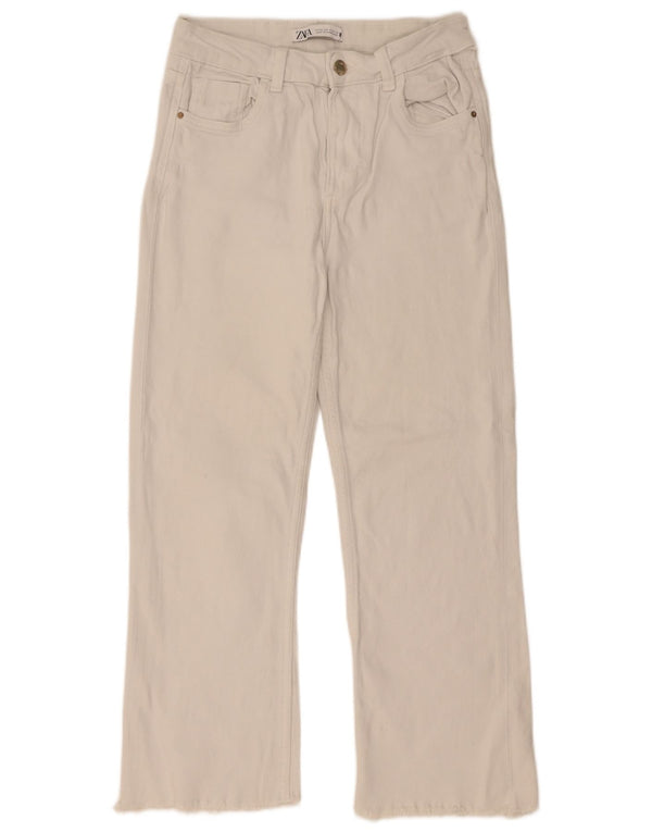 Calça jeans feminina Zara EU 36 XS W26 L25 algodão branco