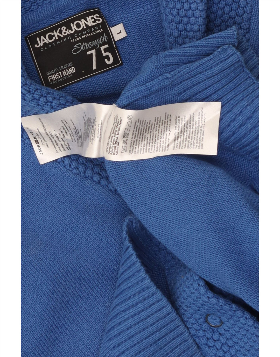 Suéter cardigã masculino Jack & Jones grande algodão azul