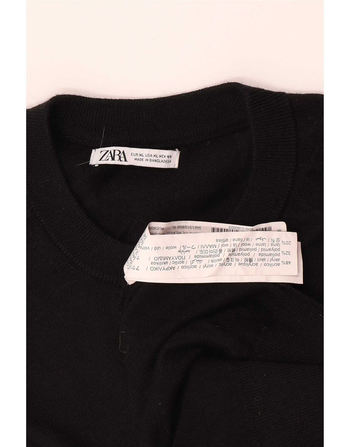 Zara Suéter masculino com gola redonda XL preto acrílico
