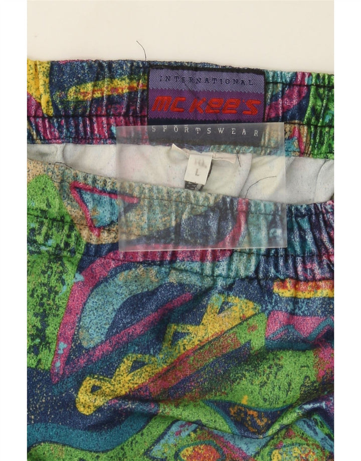 Shorts de natação masculino MC Kee's grandes geométricos multicoloridos