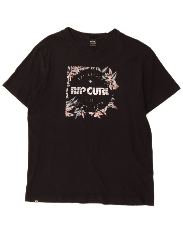 RIP CURL Mens Graphic T-Shirt Top Medium Black Cotton