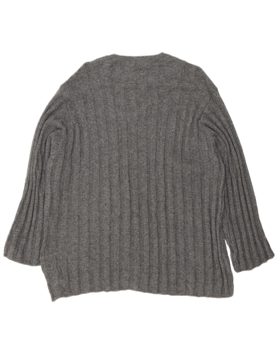 Suéter feminino Zara Longline com gola redonda grande Reino Unido 16 grande cinza