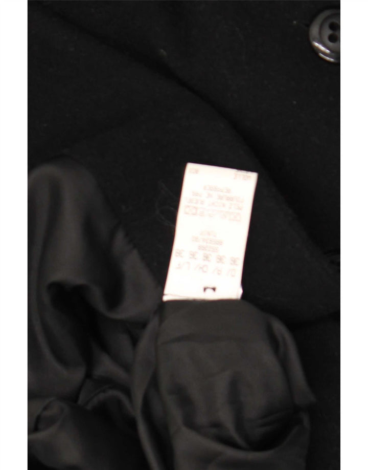 Casaco masculino vintage com peito duplo UE 36 lã preta pequena