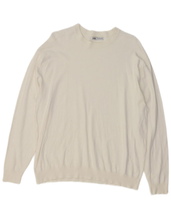 Zara Suéter masculino com gola redonda médio branco