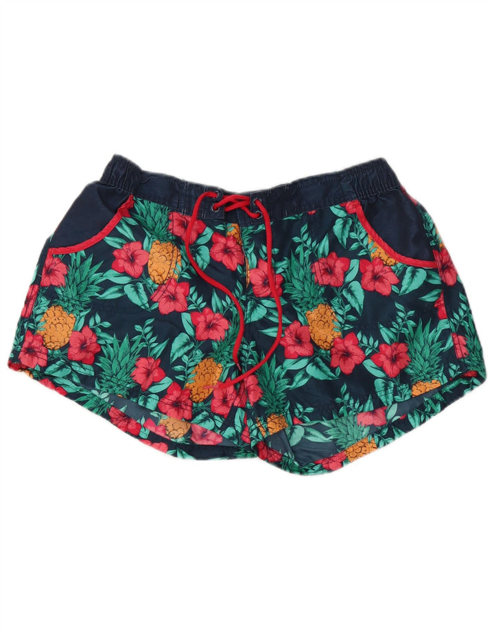 Grande poliéster floral colorido do Reino Unido 14 do short de natação das mulheres gordas da cara